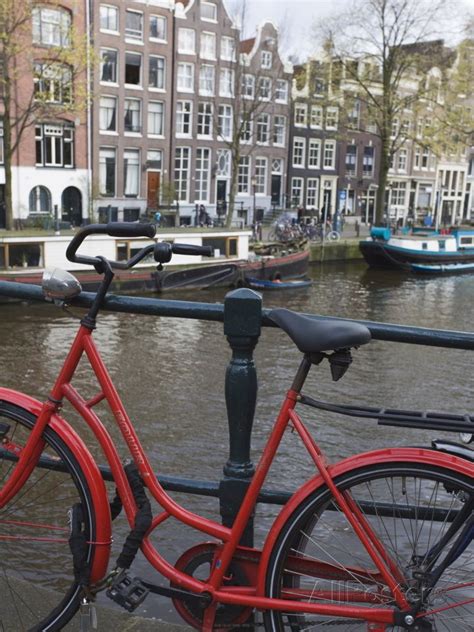 'Red Bicycle by the Herengracht Canal, Amsterdam, Netherlands, Europe' Photographic Print ...