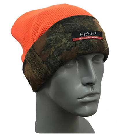 Insulated Reversible Camo / Orange Knit Hat - The Glove Warehouse