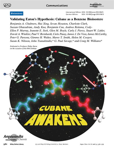 (PDF) Validating Eaton's Hypothesis: Cubane as a Benzene Bioisostere