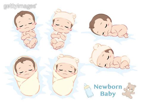 Cute newborn baby boy. Poses set. 이미지 (1197602622) - 게티이미지뱅크