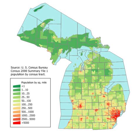 Map of Michigan (Population Density) : Worldofmaps.net - online Maps ...