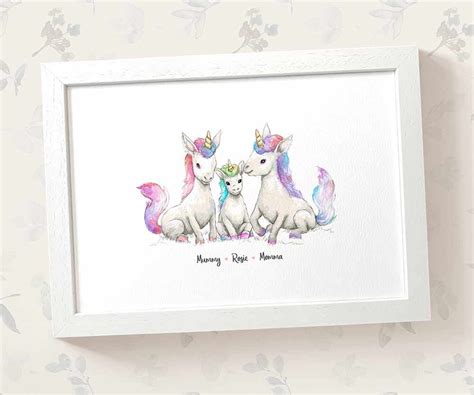 Unicorn Custom Family Print Unicorn Family Name Sign Baby | Etsy UK