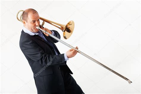 Young Trombone Player — Stock Photo © RomanShyshak #12081598