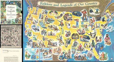 1960 Soltesz Pictorial Map of American Folklore and Legends | eBay