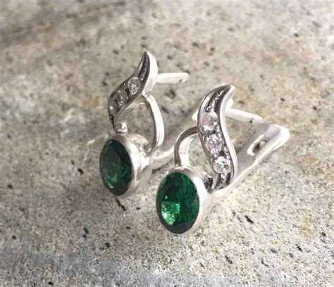 Emerald Earrings Created Emerald Antique Earrings Vintage - Etsy