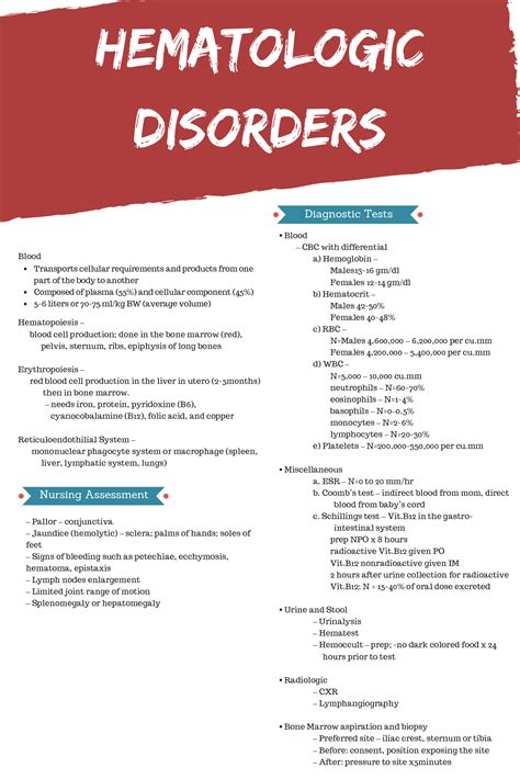 SOLUTION: Medical surgical nursing hematologic disorders - Studypool