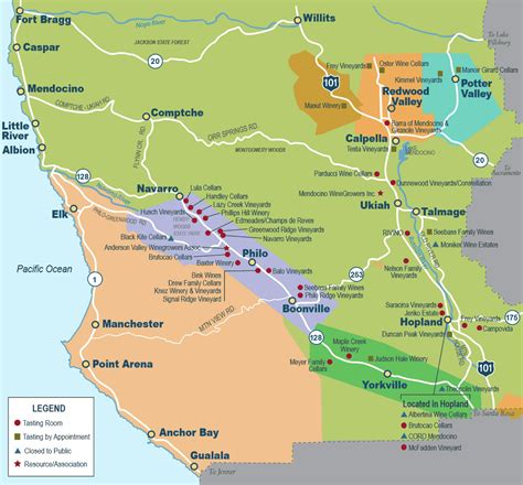 Mendocino County Wine Map - Cities And Towns Map