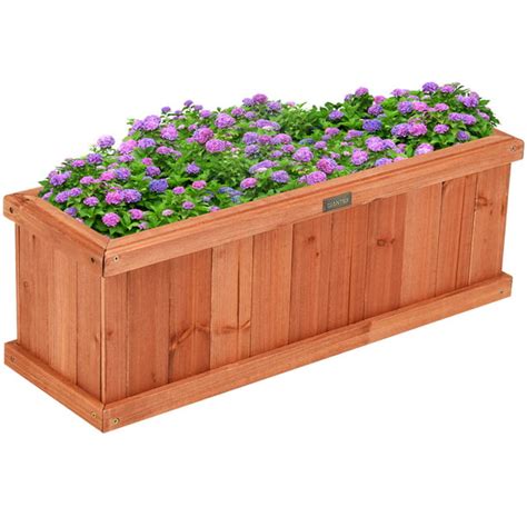 28/36/40 Inch Wooden Flower Planter Box Garden Yard Decorative Window Box Rectangular - Walmart ...