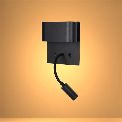 Dual-Source LED Wall Sconce with Adjustable Gooseneck Reading Bedside ...