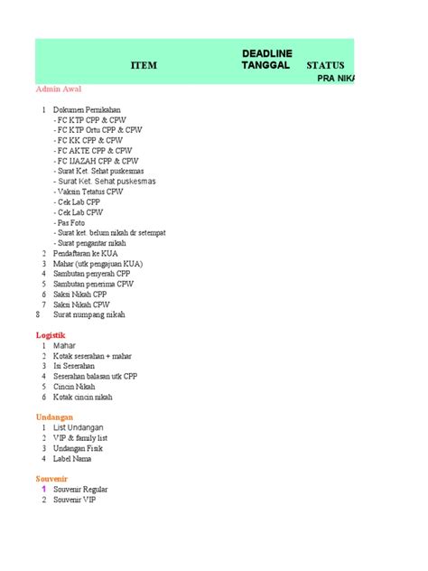 Wedding Checklist Planning | PDF