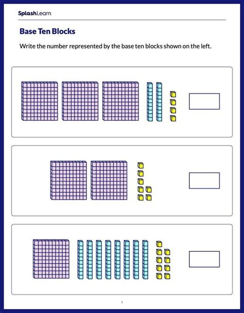 Identify the Number Shown by Base Ten Blocks - Math Worksheets - SplashLearn