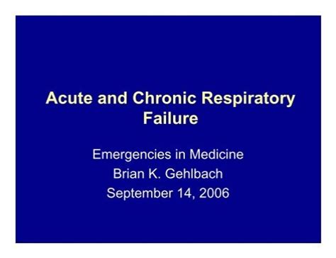 Acute and Chronic Respiratory Failure