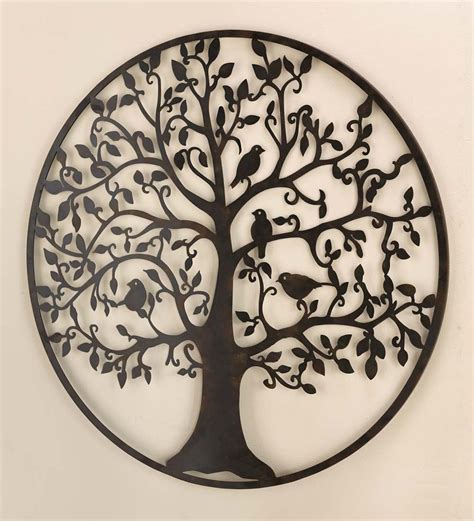 Bird Tree Wall Art in Metal | Metal Wall Art | Metal tree wall art ...