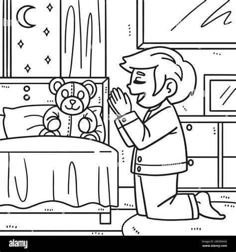 Christian Praying Child Coloring Page for Kids Stock Vector Image & Art ...