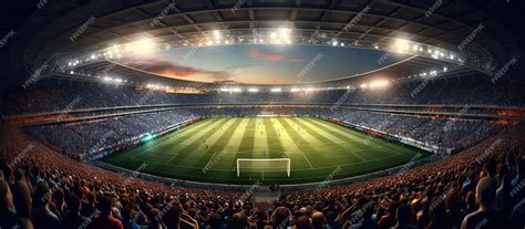 Premium AI Image | Football stadium with large crowd of people