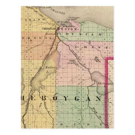 Map of Cheboygan County, Michigan Postcard | Zazzle