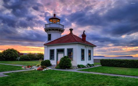 Sunset over the lighthouse wallpaper - World wallpapers - #35376