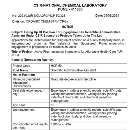 Scientific Admin Asst. under CSIR projects @csir_ncl ,Pune @Jaivikshastram - Jaivikshastram ...