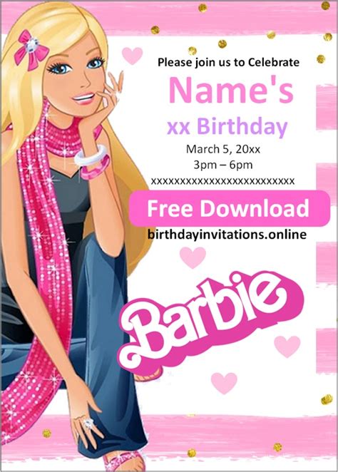 Barbie Invitations Birthday Invitations