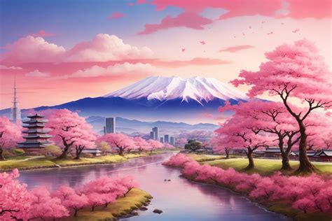 Japanese Spring Scenery Wallpaper Graphic by Forhadx5 · Creative Fabrica