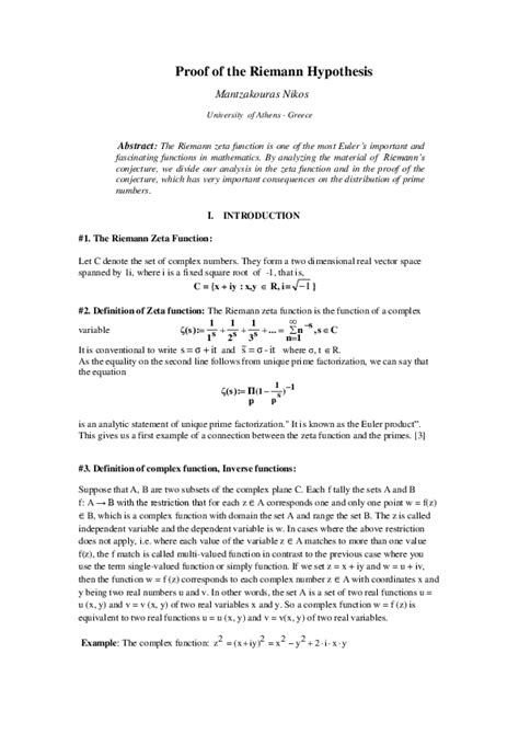 (PDF) Proof of the Riemann Hypothesis | Nikos Mantzakouras - Academia.edu