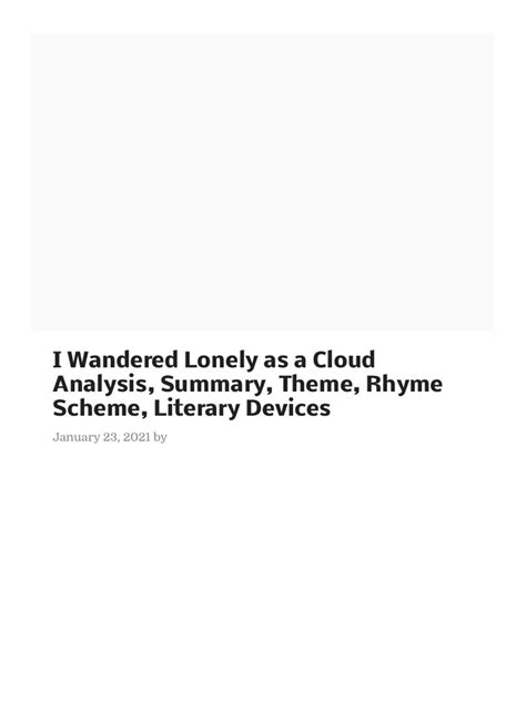 I Wandered Lonely As A Cloud Analysis, Summary, Theme, Rhyme Scheme, Literary Devices - All ...