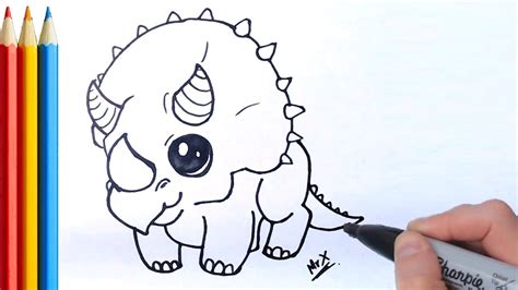 (fast-version) How to Draw Dinosaur (Triceratops) - Step by Step Tutorial - YouTube