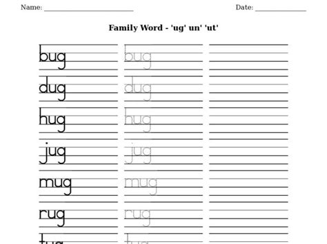 ESL Writing Wizard-Word Family-ug/un/ut Worksheet for 2nd - 4th Grade ...