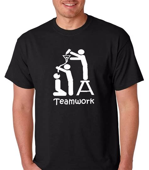 T Shirt Quotes Short Graphic Team Work Funny Drinking Beer Dad Premium Men's T Shirt O Neck Mens ...