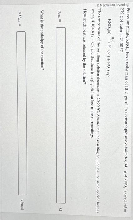 Solved Potassium nitrate, KNO3, has a molar mass of 101.1 | Chegg.com