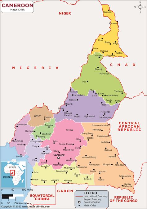 Cameroon Major Cities Map | List of Major Cities in Different States of ...