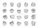 Funny Wok Box With Asian Food Coloring Page Stock Vector  sketch template