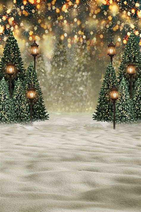 Christmas Trees Outdoor Backdrops Snowy Background for Photo Shoot G-1 ...