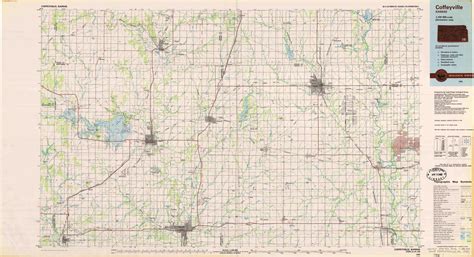 Coffeyville topographical map 1:100,000, Kansas, USA