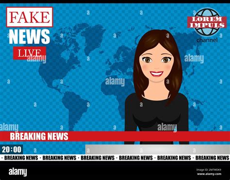 Anchorman on tv broadcast news. Fake Breaking News vector illustration ...