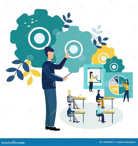 Vector Illustration Office Staff Training. Team Thinking Stock Vector - Illustration of graphic ...