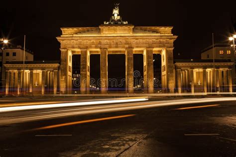 Brandenburg Gate at night stock photo. Image of landmark - 260111528