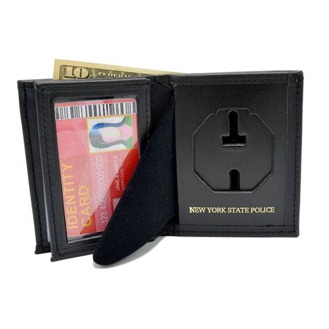 NYSP New York State Police Trooper Bi-fold Black Leather Badge Wallet ...