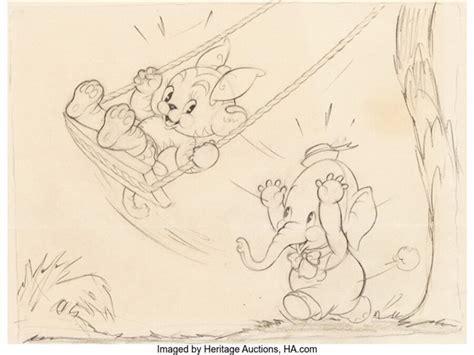 Elmer Elephant Tillie Tiger and Elmer Elephant Publicity Drawing Walt Disney, c. 1930-40s by ...