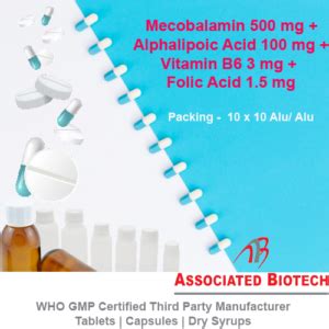 Mecobalamin 500 mcg + Alphalipoic Acid 100 mg + Vitamin B6 -3 mg ...