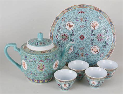 Six Piece Chinese Porcelain Tea Set circa 1920s - Six Piece Chinese Porcelain Tea Set - Rafael ...