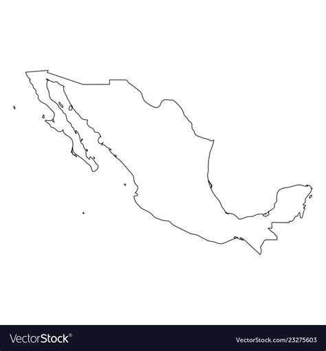 Mexico - solid black outline border map of country