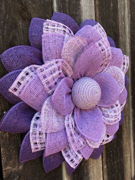 Purple Wreath Purple Flower Spring Wreath Poly Burlap - Etsy