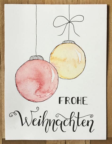 #Aquarell #Christbaumkugeln #DIY #Handlettering #mit #Weihnachtskarte Weihnachtskarte mit Chri ...