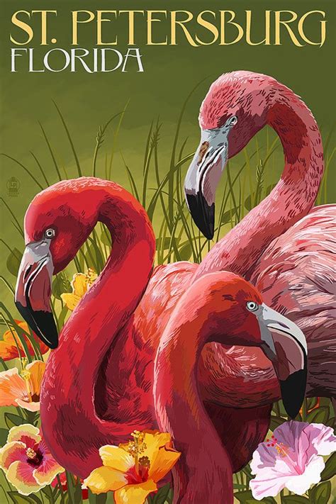 St. Petersburg Florida Flamingos Art Prints available in | Florida flamingo, Flamingo art print ...