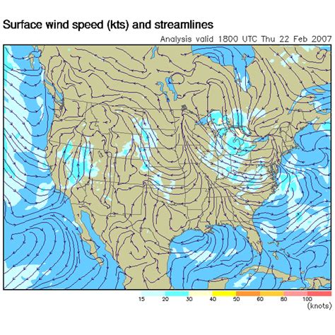 NOAA 200th: Foundations: Aviation Weather Forecasting: ADDS map showing surface wind speed and ...