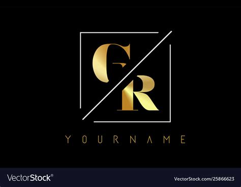 Gr golden letter logo with cutted and intersected Vector Image