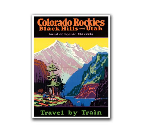 National Parks Art Colorado Rockies Poster Retro Print Home - Etsy