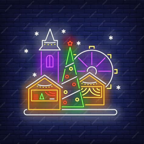 Free Vector | Christmas fun fair neon sign