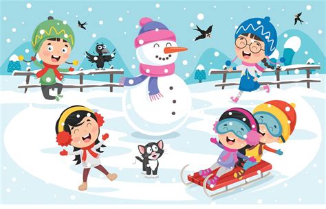 Winter Drawing With Cartoon Character 2825013 Vector Art at Vecteezy